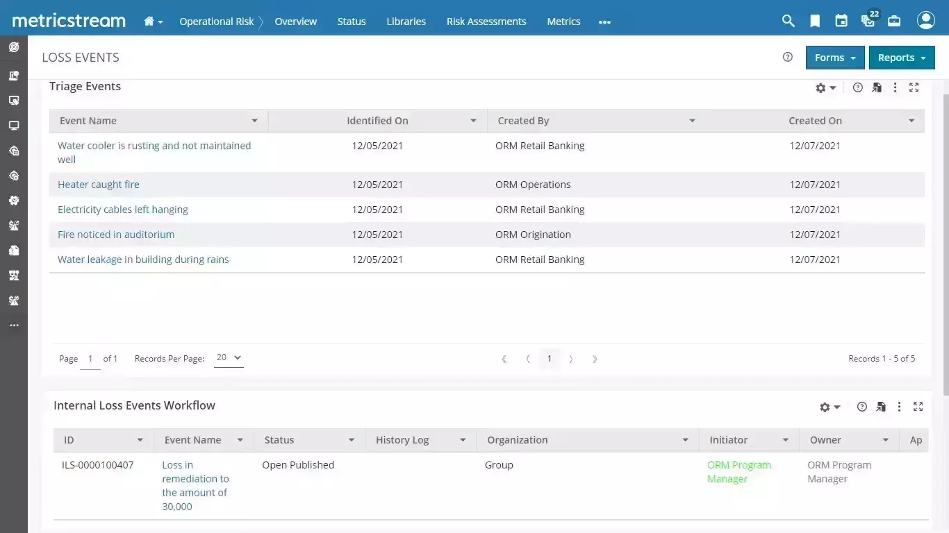 Operational loss data Management